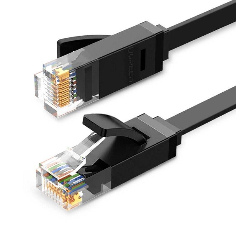 Plochý Sítový Kabel Ugreen Ethernet Rj45, Cat.6, Utp, 12 M - Cerný