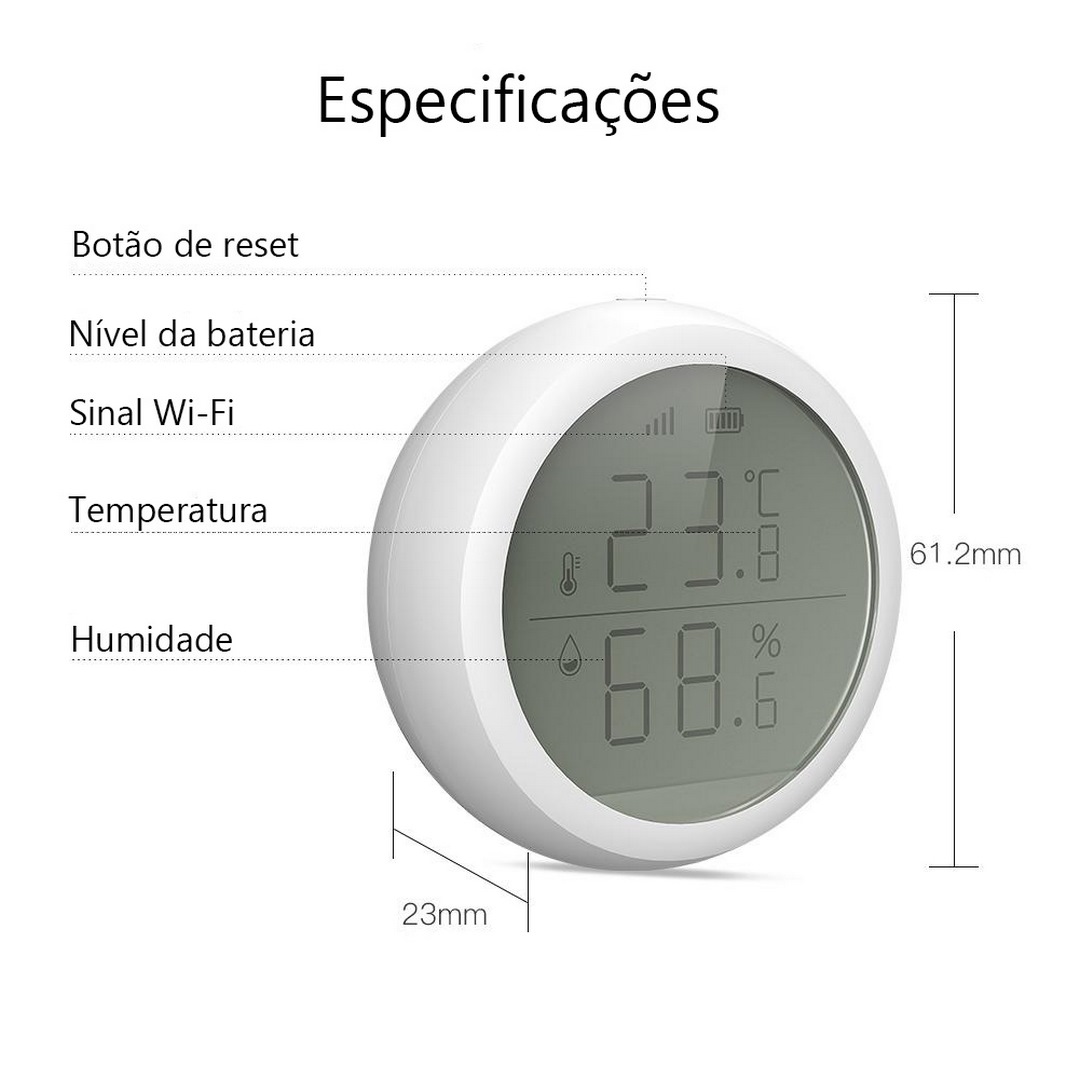 Sensor de Temperatura e Humidade com Ecrã Zigbee
