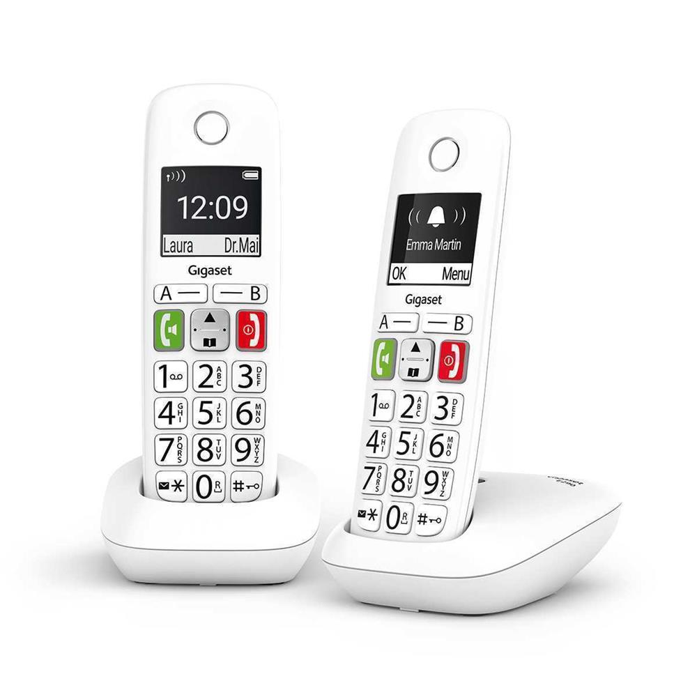 Telefono Gigaset E290 Duo Inalambrico Blanco Teclas Grandes