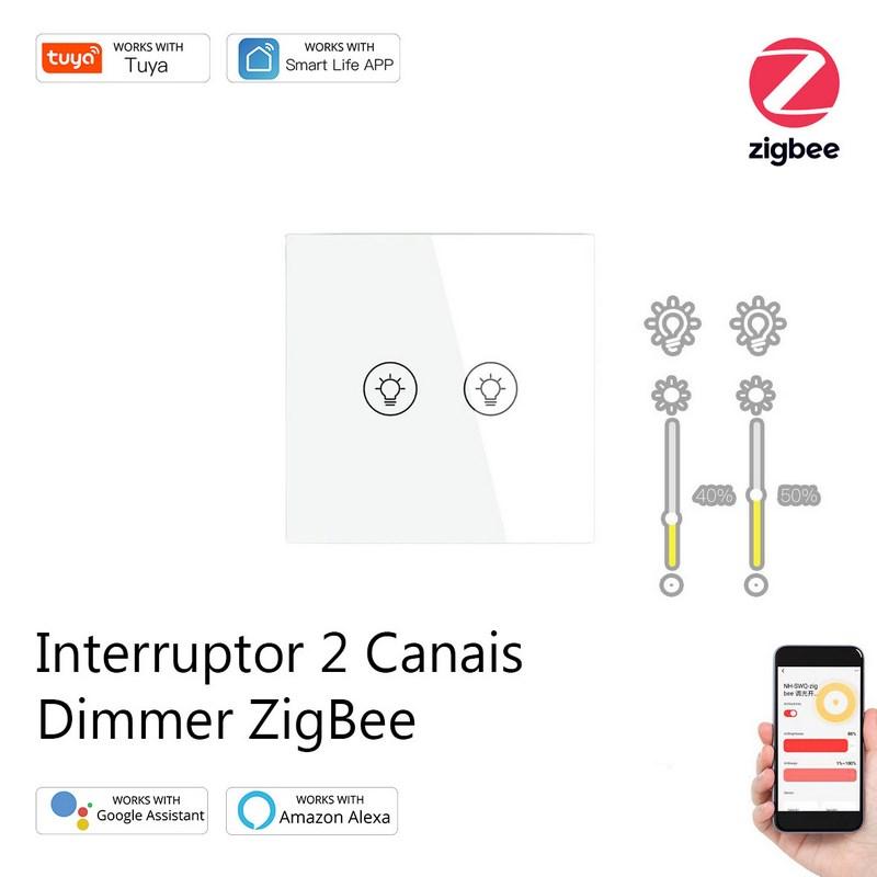 Interruptor dimmer variador de dois canais ZigBee
