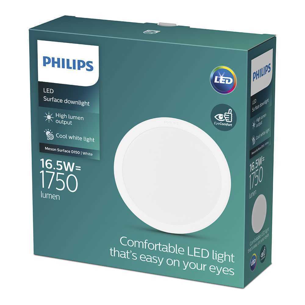 Downlight LED de Superficie/Embutir 16,5w 1300lm 4000k Luz do Dia. Mod. Meson Ø17,01x5cm Philips
