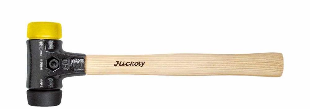 Wiha Soft-Faced Hammer Safety Medium Soft/Medium Hard With Hickory Wooden Handle, Round Hammer Face 