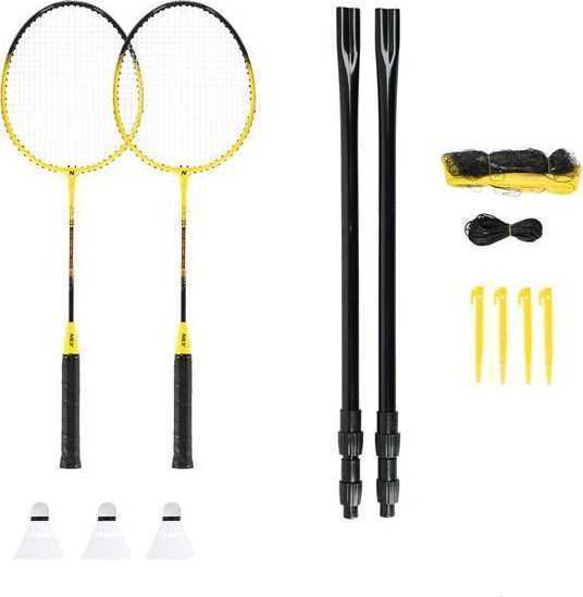 Nils Nrz262 Aluminium Badminton Set 2 Rackets  3 Feather Darts  600x60cm Net  Case