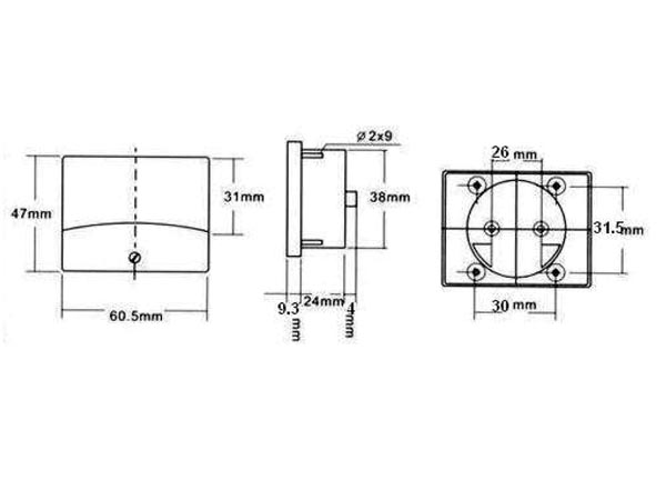 Panel Amperímetro Analógico 5a Dc 60x47mm