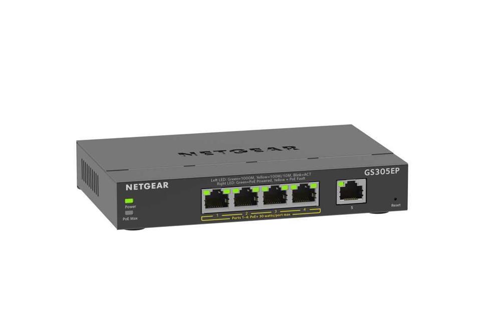 Netgear 5-Port Gigabit Ethernet Poe+ Plus Switch .