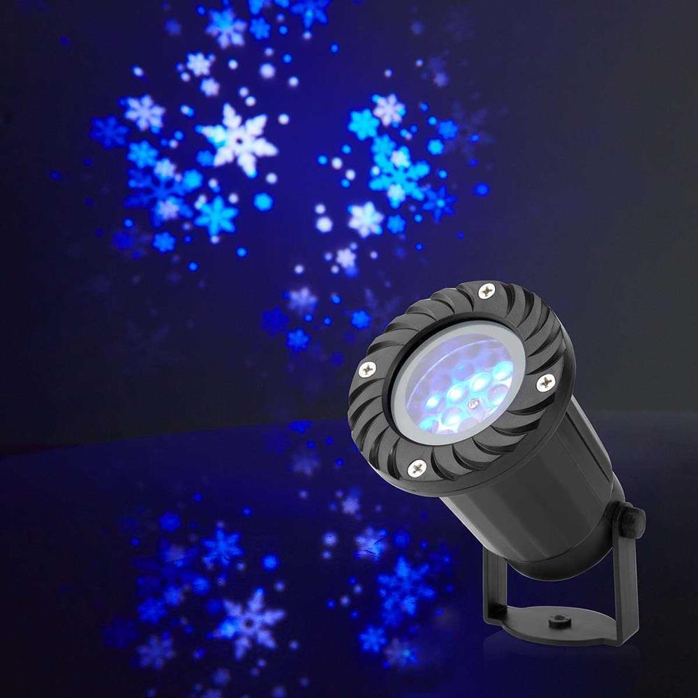 Luz Decorativa | Proyector LED de Copos de Nieve | Cristales de Hielo Blancos Y Azules | Interior o 