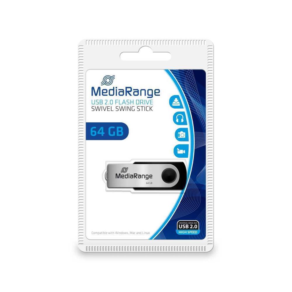 MediaRange USB-Stick 64GB USB 2.0 swivel swing Aquário Electrónica foto