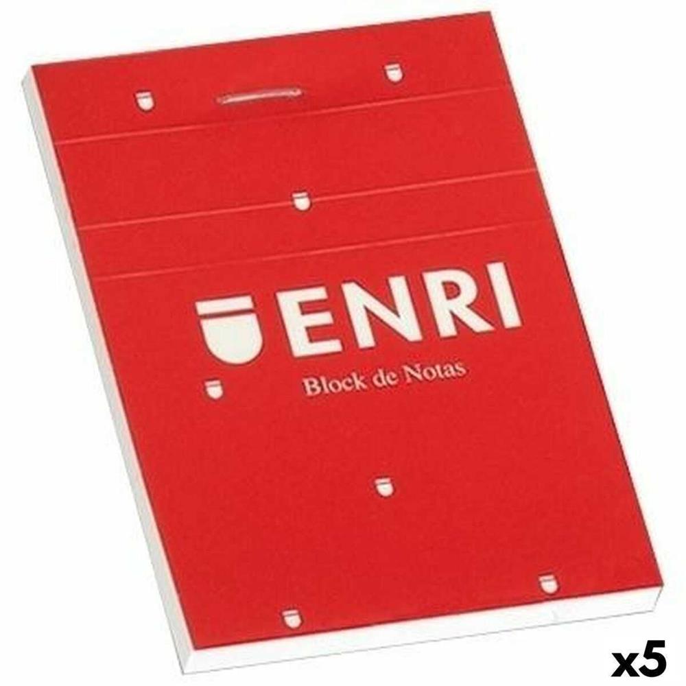 Bloco de Notas ENRI Vermelho A4 80 Folhas (5 Unid.