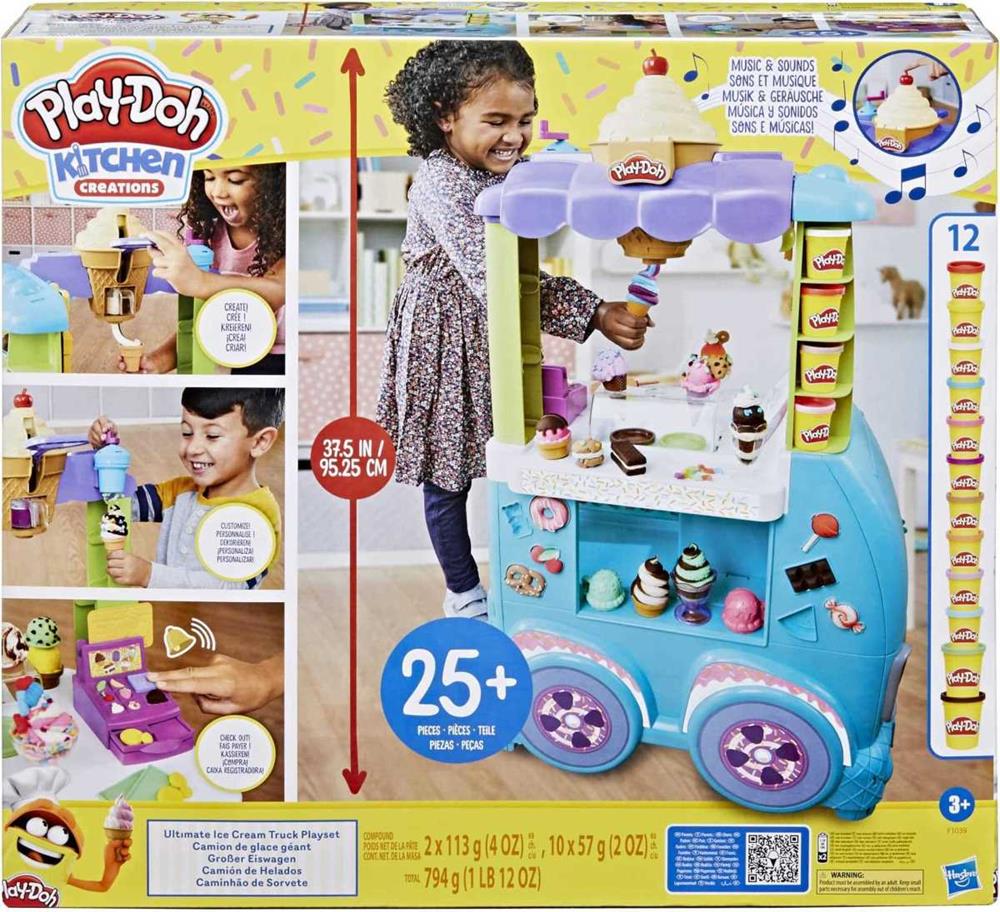 Jogo de Plasticina Play-Doh Giant Ice Cream Truck 25 Peças Gelado 