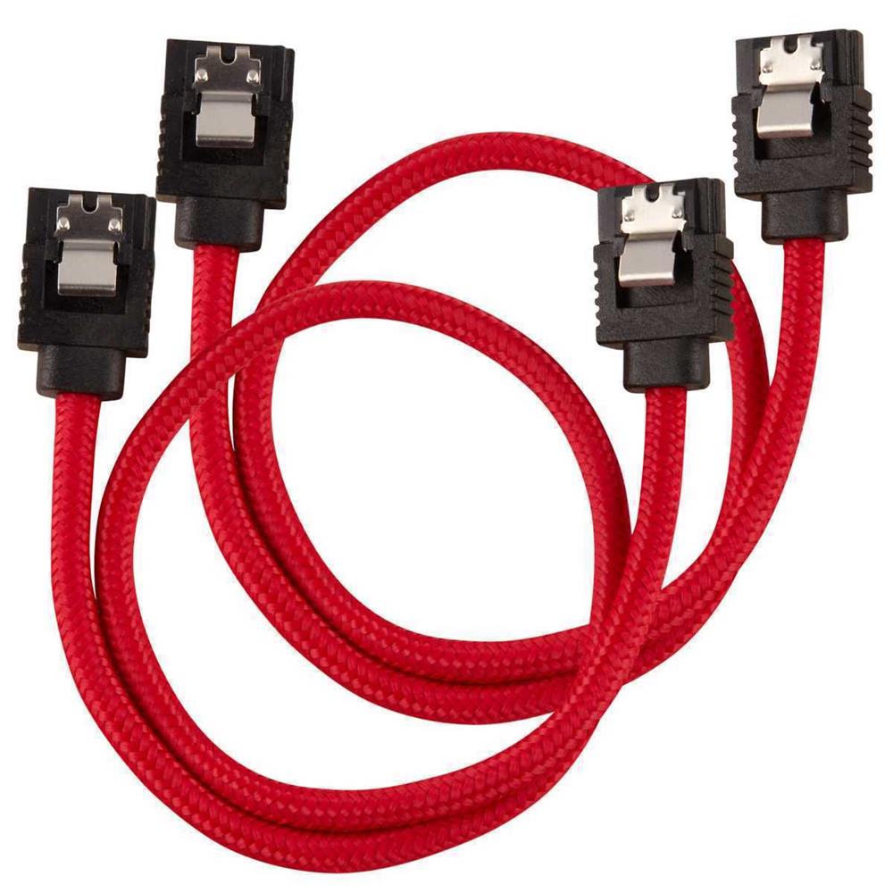 Corsair Premium Sleeved Sata Cable 2-Pack - Red