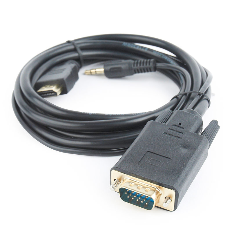 Gembird A-Hdmi-Vga-03-10 Video Cable Adapter 3 M Hdmi + 3.5mm Vga (D-Sub) Black