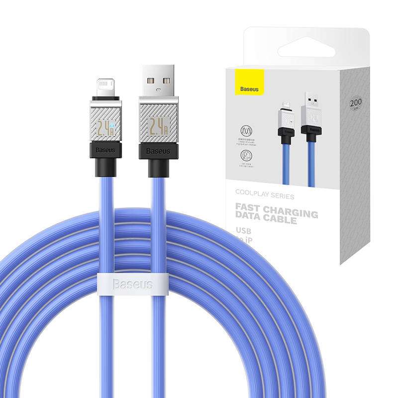 Fast Charging Cable Baseus Usb-A To Lightning Coolplay Series 2m, 2.4a (Blue)