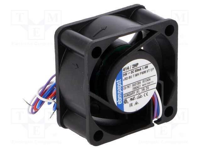 Ventilador: DC, transversal, 24VDC, 40x40x20mm, 1.