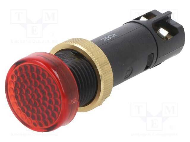Luz indicadora: LED, plana, vermelho, 12VDC, 12mm.