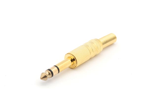 6.35mm Male Jack Connector - Gold Stereo