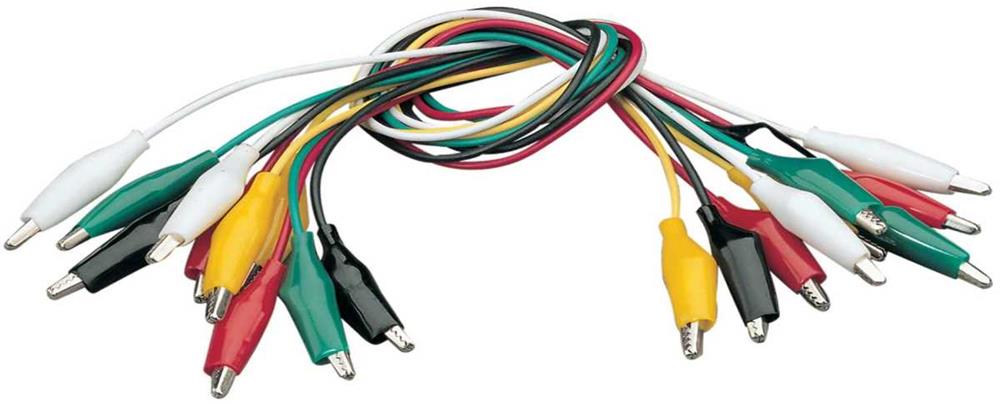 Set 10 Cables de Colores Con Cocodrilo 500mm