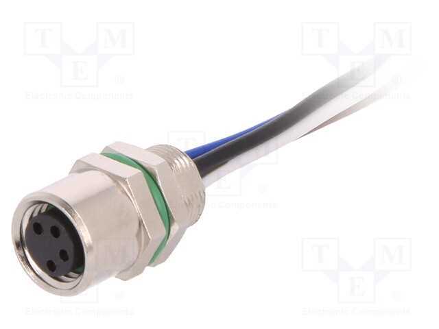 Conector: M8, Fêmea, Pin: 4, para Painel,Porca de Trás, Tomada