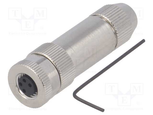 Conector: M8, Fêmea, Pin: 4, Simples, Blindadas, com Cabo, Ficha