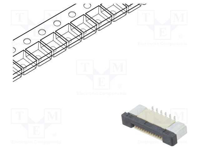 Conector: FFC/FPC, verticais, PIN: 12, ZIF, SMT, .