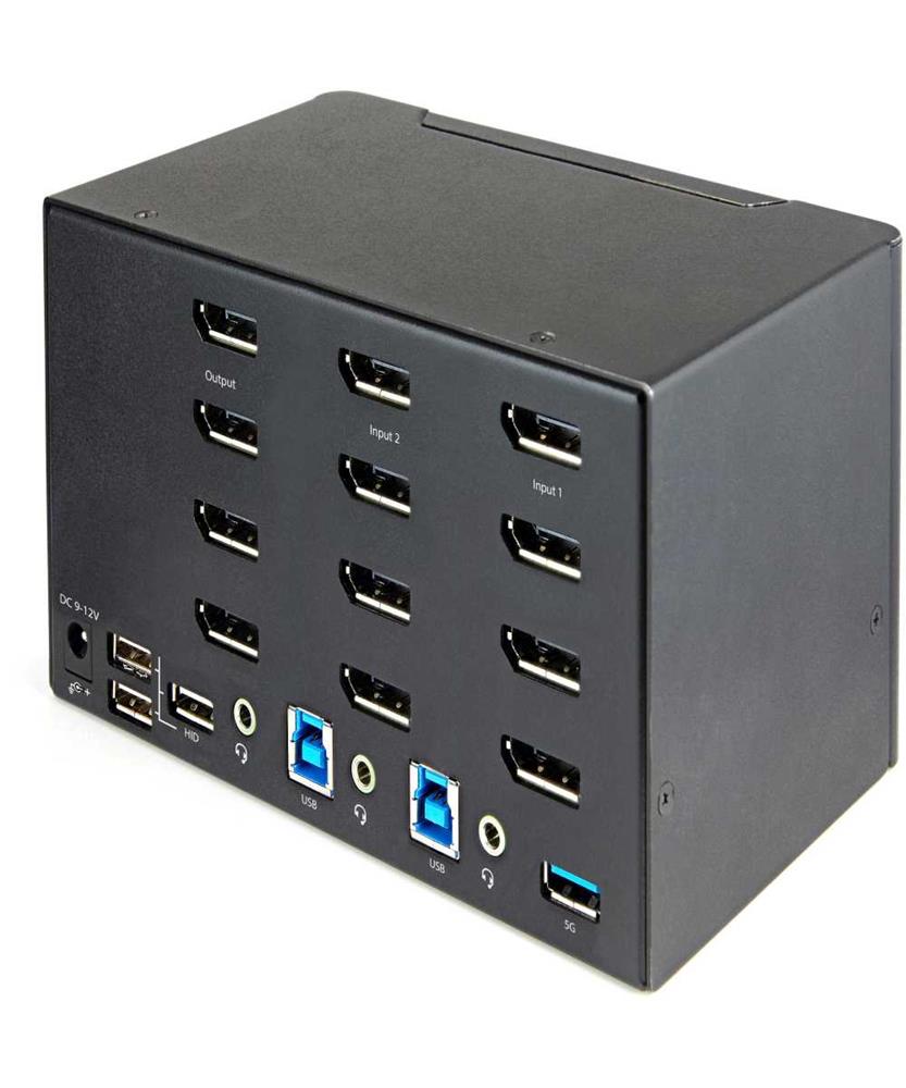 Startech.Com 2 Port Quad Monitor Displayport Kvm Switch, 4k 60hz Uhd Hdr, Desktop 4k Dp 1.2 Kvm With