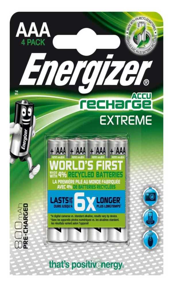 Energizer Accu Recharge Extreme 800 AAA Bp4 Bater.