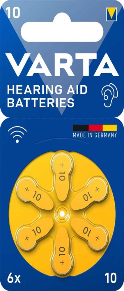 1x6 Varta Hearing Aid Batteries Type 10             24610101416