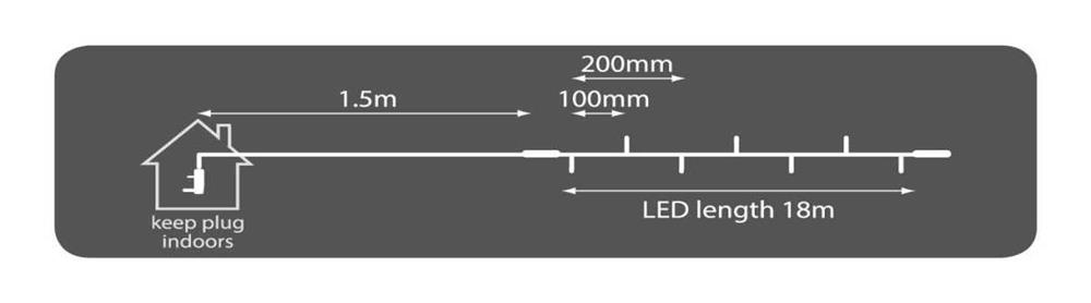 Cordão luminoso estático de 180 LEDs para trabalh.