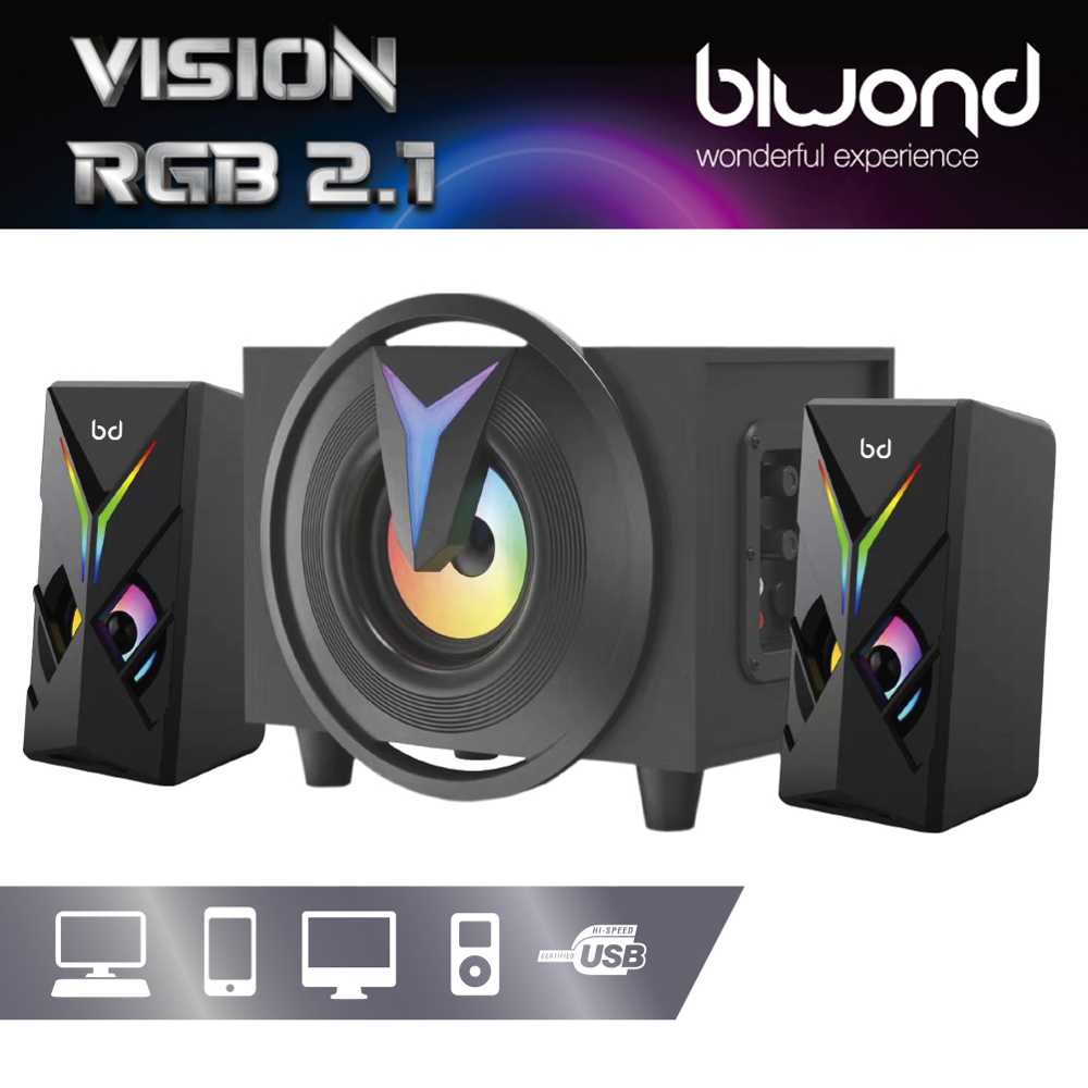 Altavoces Gaming 2x4w + 1 Woofer 8w Vision RGB 2.1 Biwond