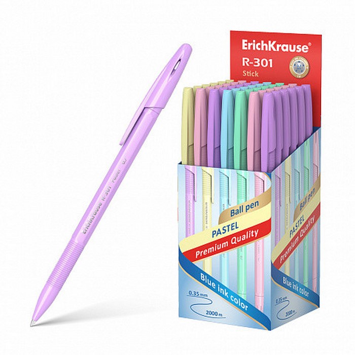 Bolígrafo de Bola R-301 Pastel Stick 0.7, Color de La Tinta Azul Erich Krause 55387