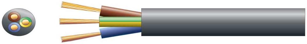 3 Core Round Mains Pvc, 3 X 32/0.2mm, 10a, 7.2mmã, Black, 100m