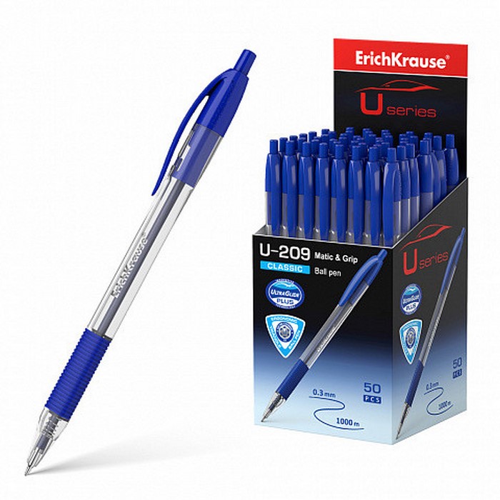Bolígrafo de Bola Automático U-209 Classic Matic&Grip, Tecnología Ultra Glide, Color Tinta Azul Eric