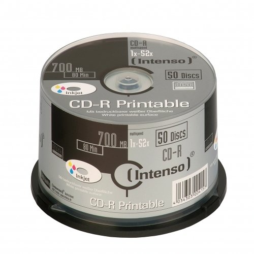 1x50 Intenso Cd-R 80 / 700mb 52x Speed, Printable, Scr. Res.