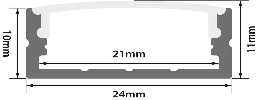 Perfil de Fita LED de Alumínio Coroa Larga 1m Tra.