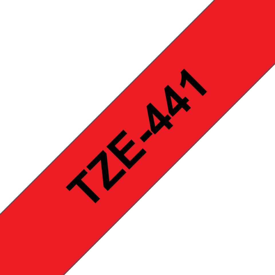 Fita Laminada Compatível Brother Tze-441 - 18mm X 8 Metros Preto / Vermelho