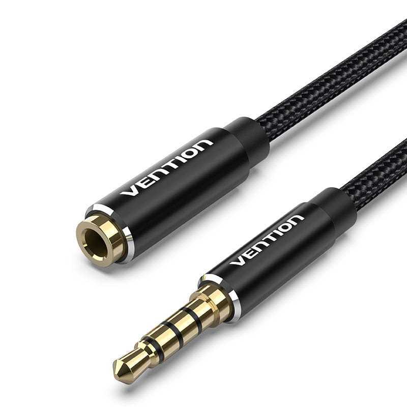 Trrs 3.5mm Male To 3.5mm Female Audio Extender 1m Vention Bhcbf Black
