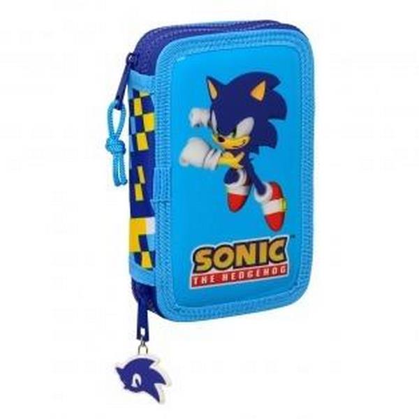 Estojo Duplo Sonic Speed 12.5 X 19.5 X 4 Cm Azul .