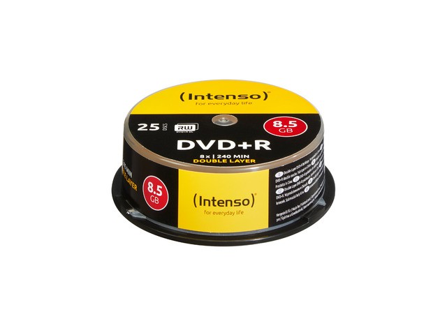 Dvd+R Intenso 8,5gb  25pcs Cakebox Double Layer 8x Retail