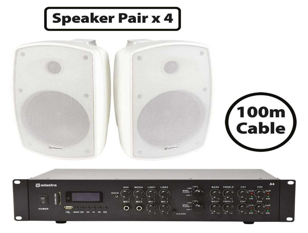 8 X Bh6-W Speakers + A4 Dual Stereo Amp Package - 2 Zone