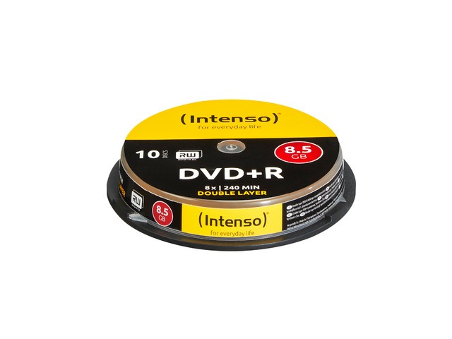 1x10 Intenso Dvd+R 8,5gb 8x Speed, Double Layer Cakebox