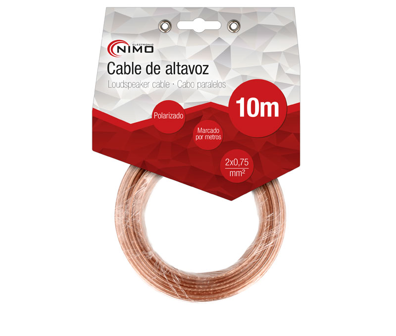Cable para Altavoz 2x0.75mm, Transparente Polariz.