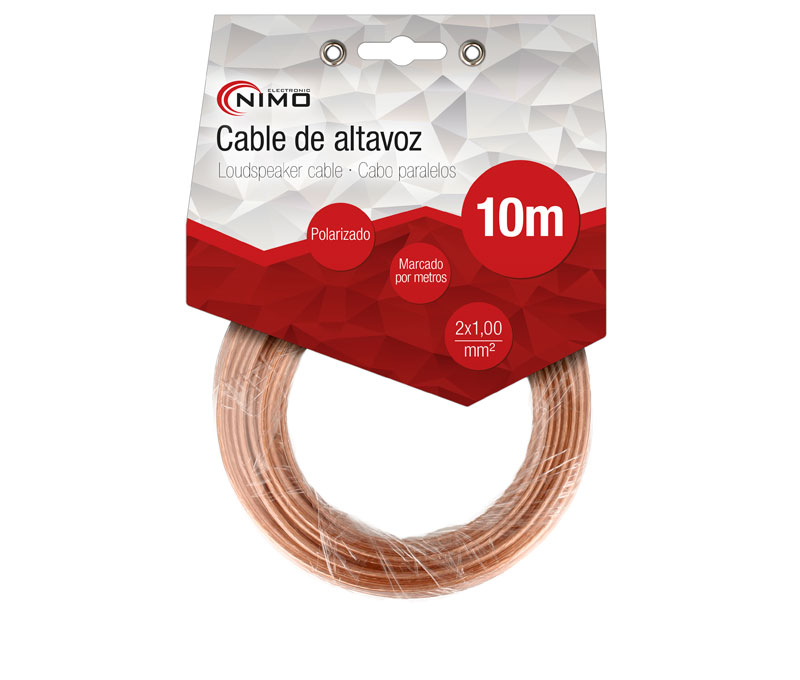 Cable para Altavoz 2x1.0mm, Transparente Polariza.