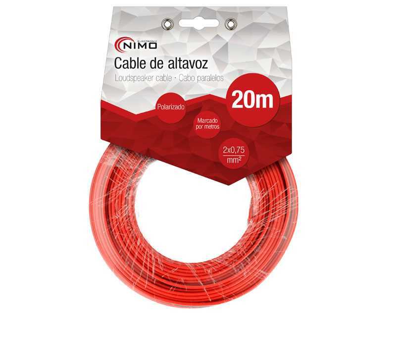 Cable para Altavoz 2x0.75mm, Rojo-Negro 20m
