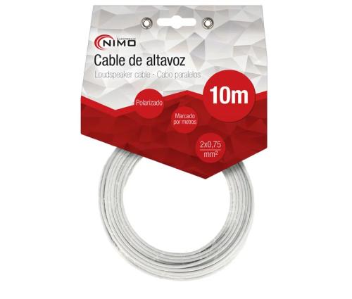 Cable para Altavoz 2x0.75mm, Blanco Polarizado 10m