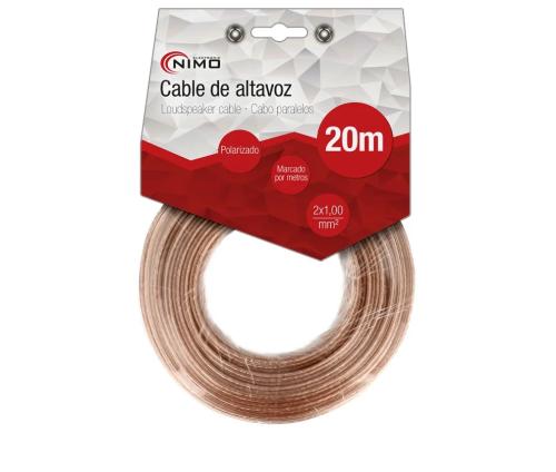 Cable para Altavoz 2x1.0mm, Transparente Polariza.