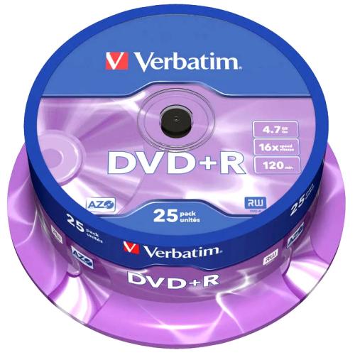 DVD+R 120MIN 4.7GB 16X VERBATIM PACK 25
