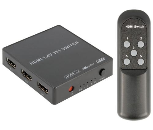 Repartidor Sinal Hdmi 3 Entradas / 1 Saida+Comando