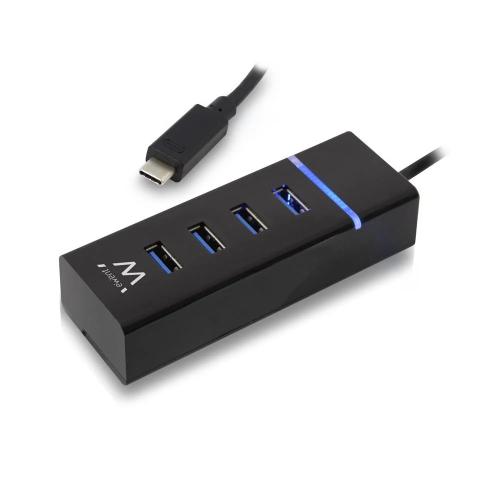 Hub Usb Ewent Ew1137 4 Portas Usb 3.1 Gen1 (Usb 3.0) Type-C Preto