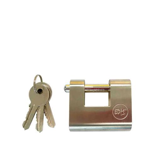 Cadeado em Latao Refor&ccedil;ado de Seguran&ccedil;a 50,5x48,5x20mm em Blister Edm