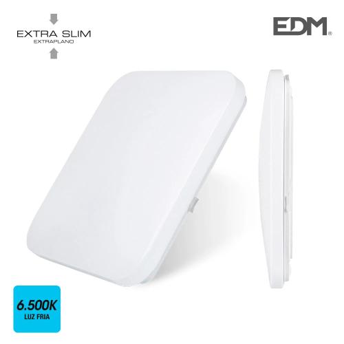 Candeeiro de Parede de Superf&iacute;cie LED Extra Fino 24w 6500k 37,5x37,5x7,1cm Edm