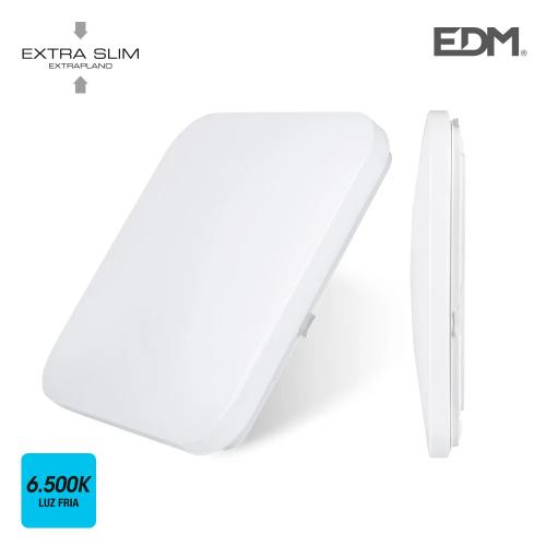Candeeiro de Parede de Superf&iacute;cie LED Extra Fino 18w 6500k 33x33x7,1cm Edm